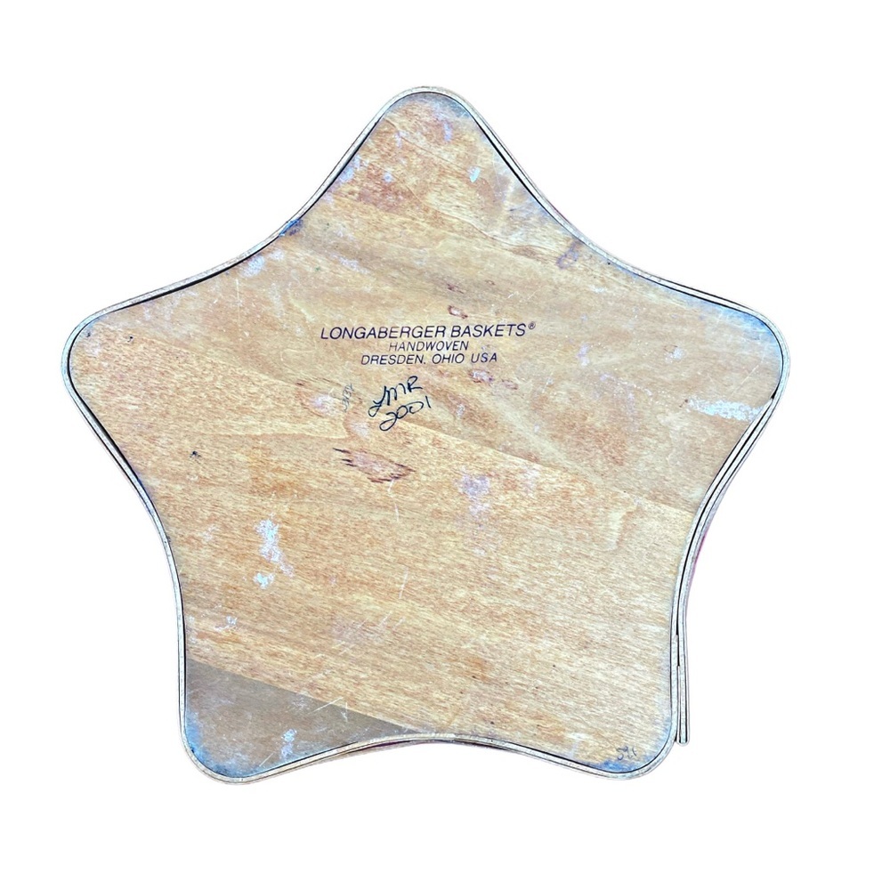 Longaberger Star Basket Christmas Liner Wooden Lid plastic protector 2001 RARE - Picture 5 of 8